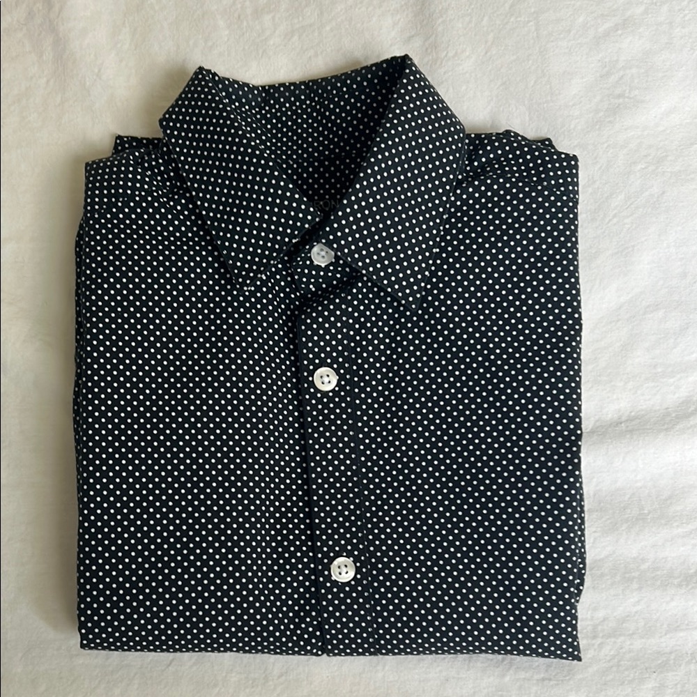 H&M Black and White Casual Button Down Shirt with Polka Dots